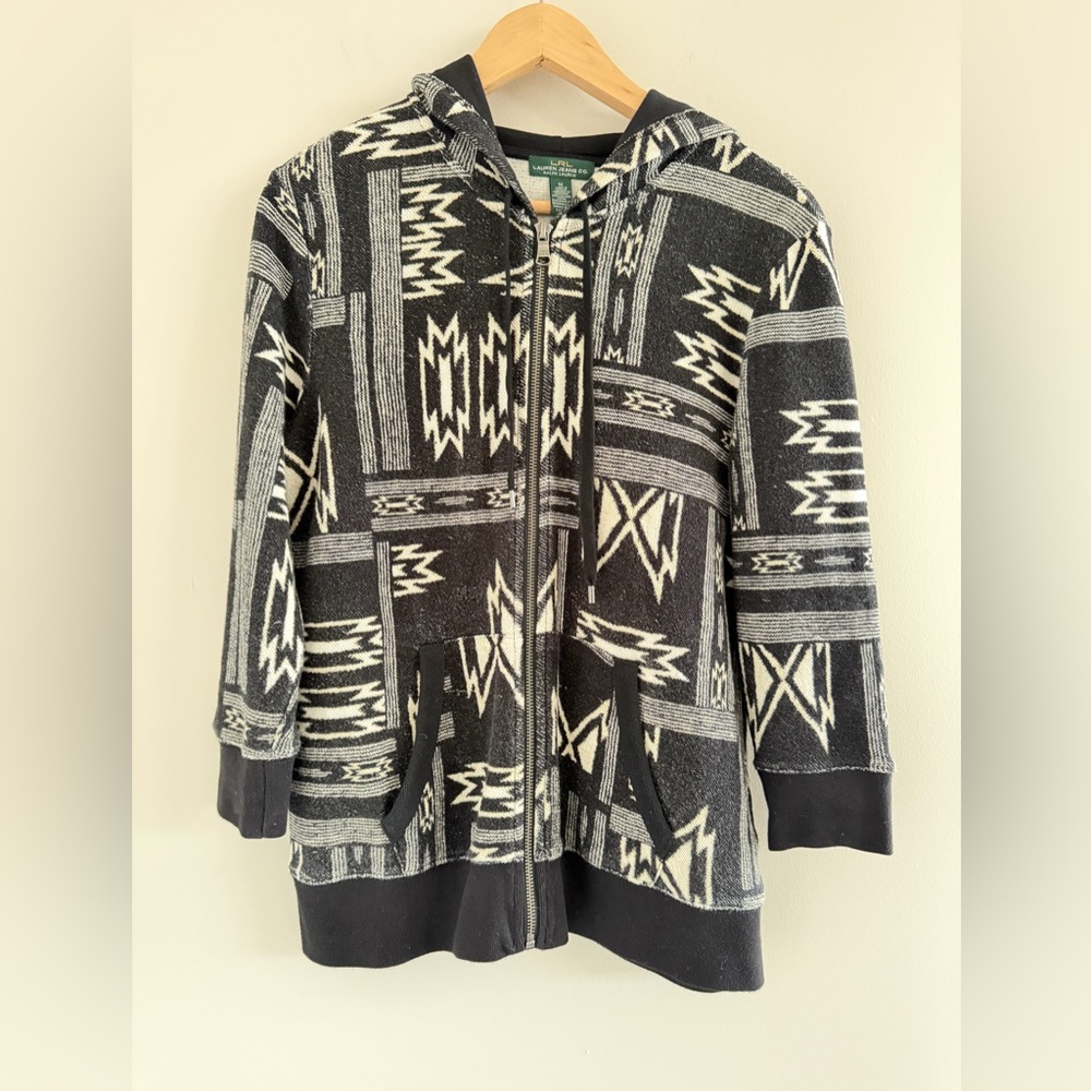 Lauren Ralph Lauren Women’s Medium Southwest Aztec 3/4‎ Sleeve Full Zip Hoodie